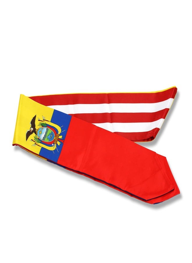 LLBFHH USA And Ecuador Flag Graduation Stole, Satin Embroidery Graduation Sash for International Students, 72 Inch Length. - Image 4